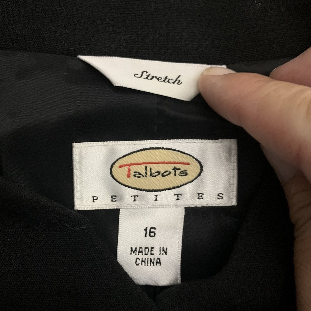 Talbots Petites Black One Button Career Blazer Jacket Stretch Size 16P NWT - Picture 7 of 9